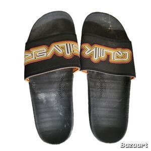 Black Slide Sandals with Logo